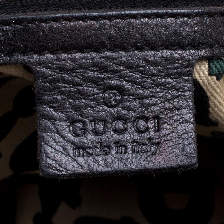 Pre Owned Gucci Black Leather Large Indy Top Handle Bag