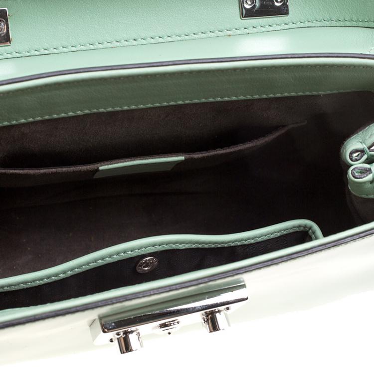 مملوكة مسبقًا Gucci Mint Green Patent Leather Mini Lady Lock Bamboo Top Handle Bag