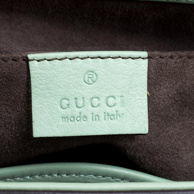 مملوكة مسبقًا Gucci Mint Green Patent Leather Mini Lady Lock Bamboo Top Handle Bag
