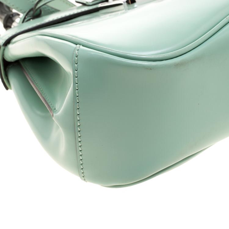 مملوكة مسبقًا Gucci Mint Green Patent Leather Mini Lady Lock Bamboo Top Handle Bag