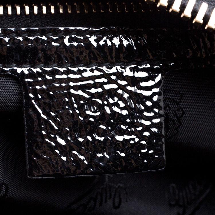 Pre Owned Gucci Black/Khaki Patent Leather and Suede Aviatrix Boston Bag