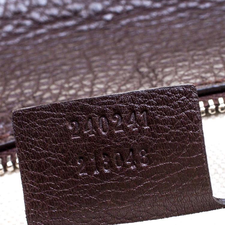 Pre Owned Gucci Brown Canvas Leather Large New Bamboo Tassel Top Handle Bag