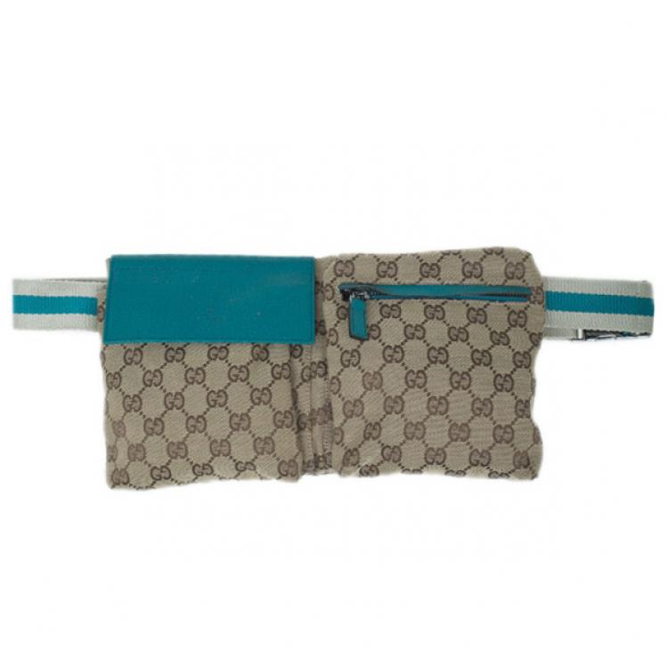 Pre Owned Gucci Turquoise Canvas Monogram Waistbelt Bag