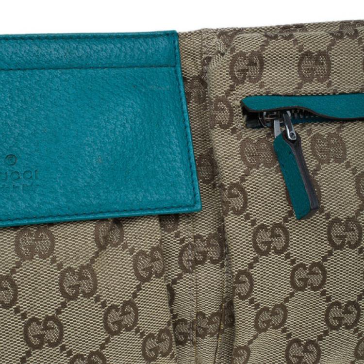 Pre Owned Gucci Turquoise Canvas Monogram Waistbelt Bag