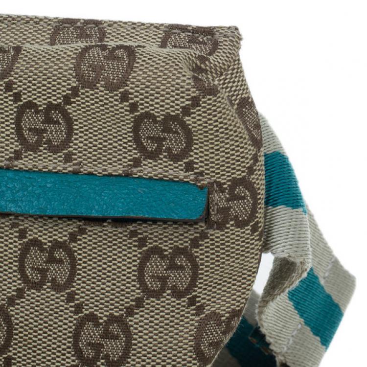 Pre Owned Gucci Turquoise Canvas Monogram Waistbelt Bag