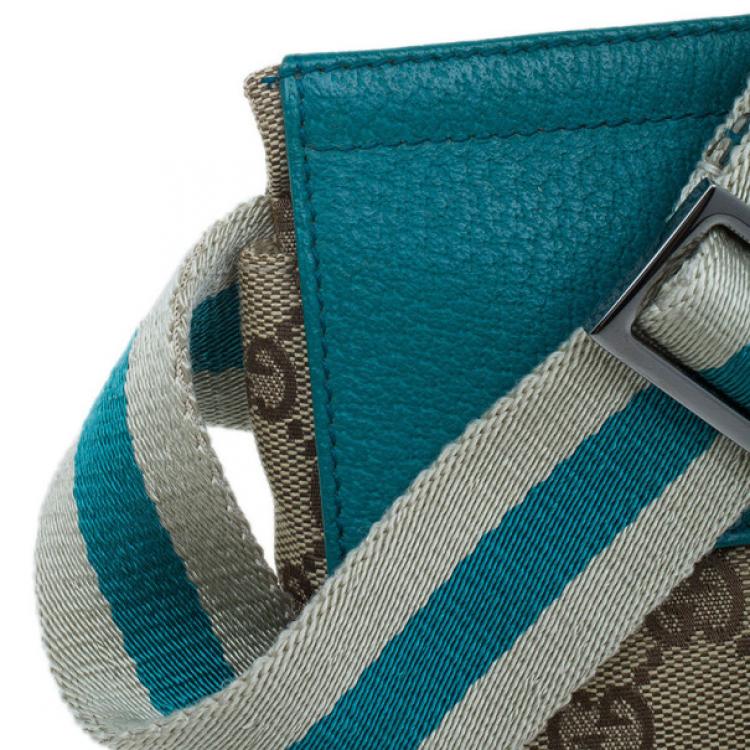 Pre Owned Gucci Turquoise Canvas Monogram Waistbelt Bag