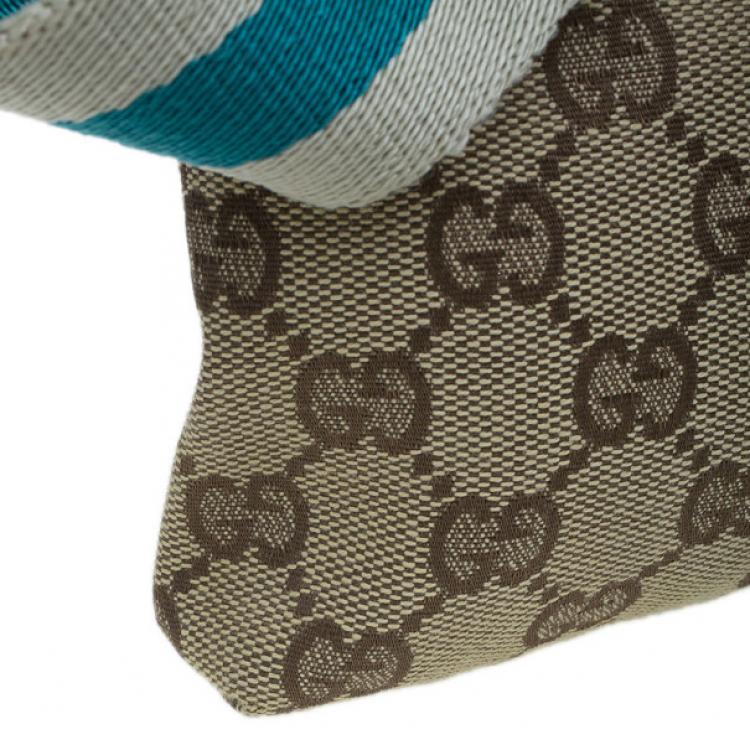 Pre Owned Gucci Turquoise Canvas Monogram Waistbelt Bag