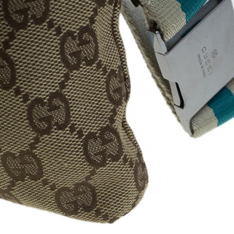 Pre Owned Gucci Turquoise Canvas Monogram Waistbelt Bag