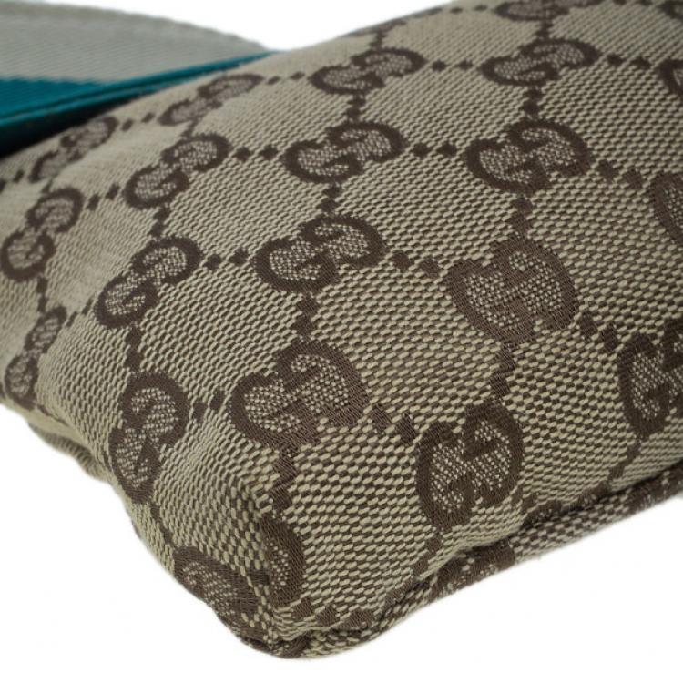 Pre Owned Gucci Turquoise Canvas Monogram Waistbelt Bag