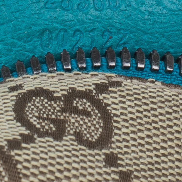 Pre Owned Gucci Turquoise Canvas Monogram Waistbelt Bag