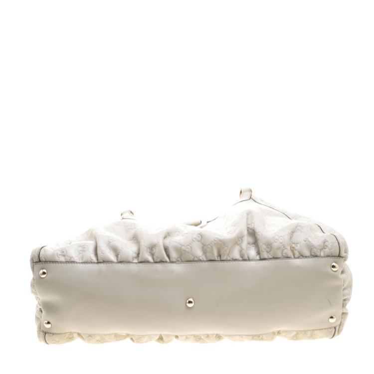 Pre Owned Gucci Beige Guccissima Leather Large D Ring Top Handle Bag