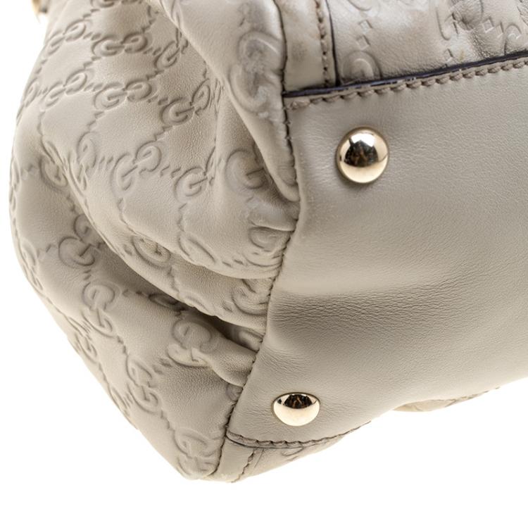 Pre Owned Gucci Beige Guccissima Leather Large D Ring Top Handle Bag