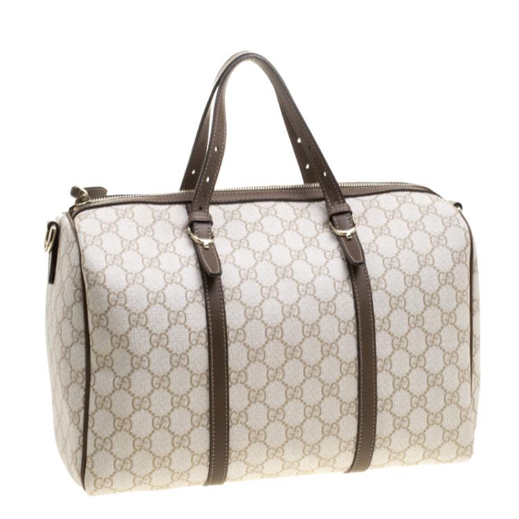 Pre Owned Gucci Beige GG Supreme Canvas Nice Boston Bag
