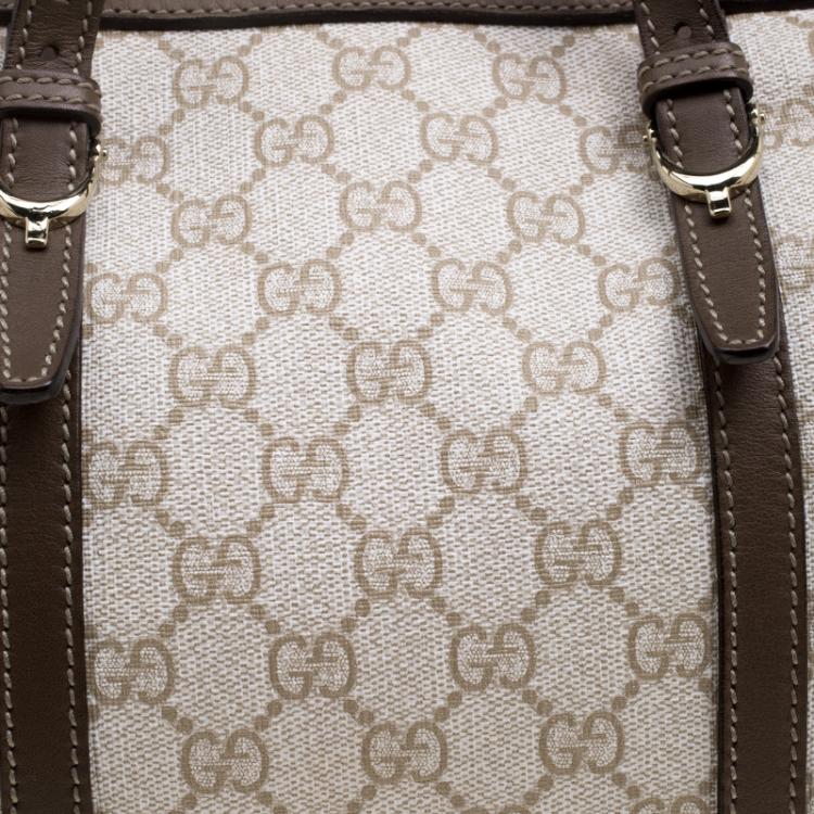 Pre Owned Gucci Beige GG Supreme Canvas Nice Boston Bag
