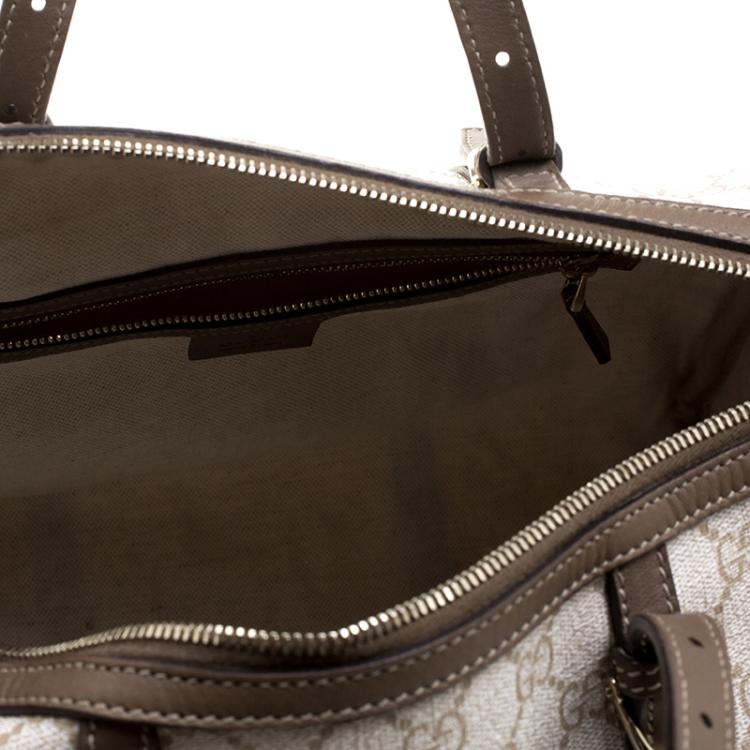 Pre Owned Gucci Beige GG Supreme Canvas Nice Boston Bag