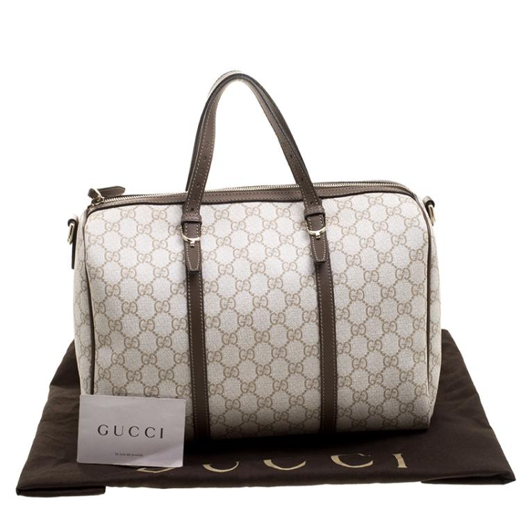 Pre Owned Gucci Beige GG Supreme Canvas Nice Boston Bag