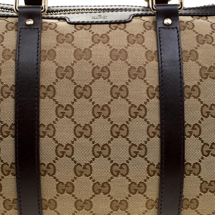 Pre Owned Gucci Beige/Brown Canvas Web Original GG Boston Bag