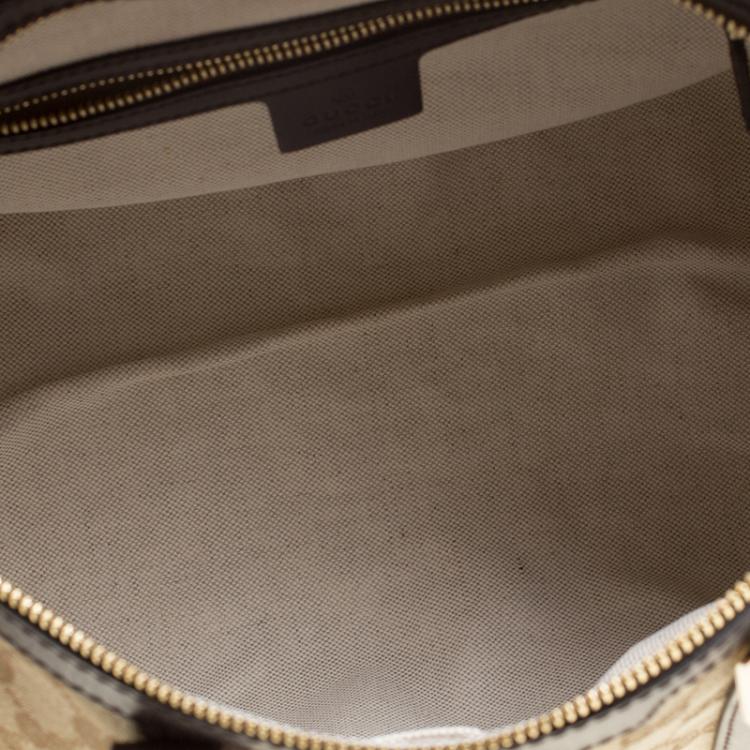 Pre Owned Gucci Beige/Brown Canvas Web Original GG Boston Bag