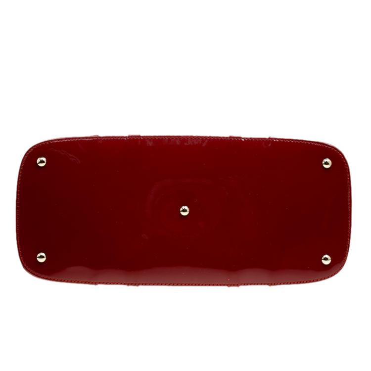 Pre Owned Gucci Red Microguccissima Patent Leather Large Nice Top Handle Bag