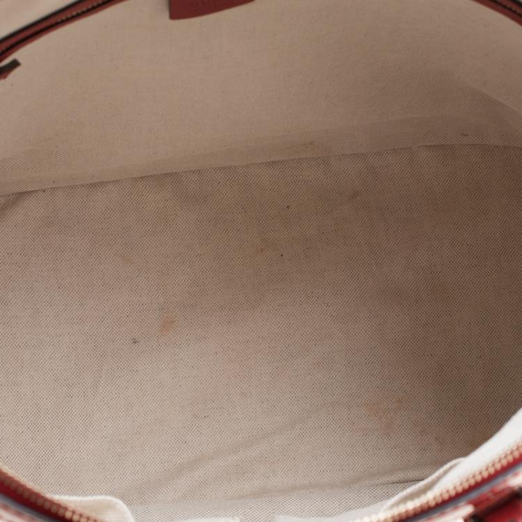 Pre Owned Gucci Red Microguccissima Patent Leather Large Nice Top Handle Bag