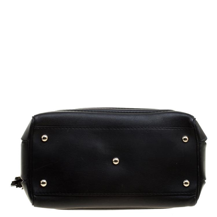 Pre Owned Gucci Black Leather Bold Bamboo Top Handle Bag