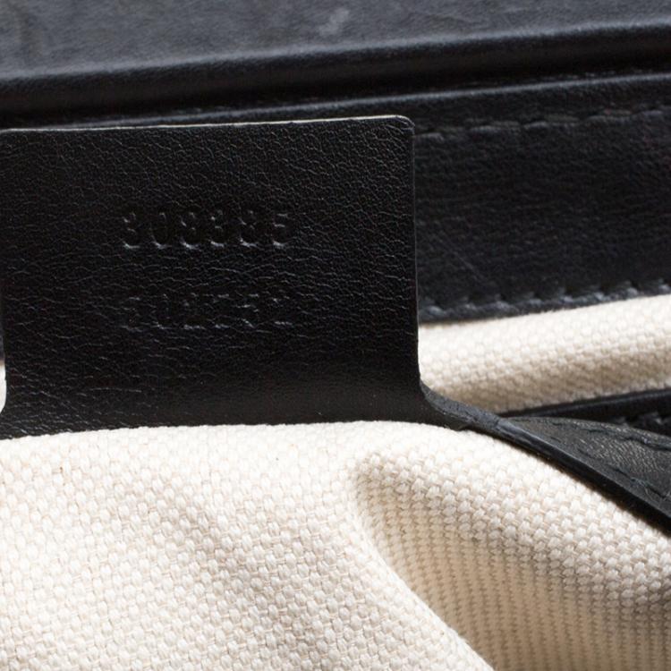 Pre Owned Gucci Black Leather Bold Bamboo Top Handle Bag