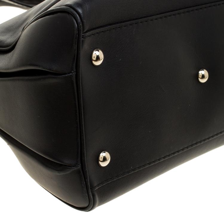Pre Owned Gucci Black Leather Bold Bamboo Top Handle Bag