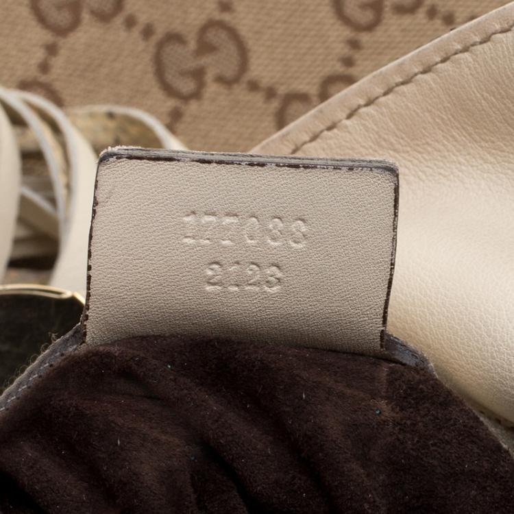Pre Owned Gucci Beige GG Canvas Limited Edition Crest Patchwork Indy Top Handle Bag