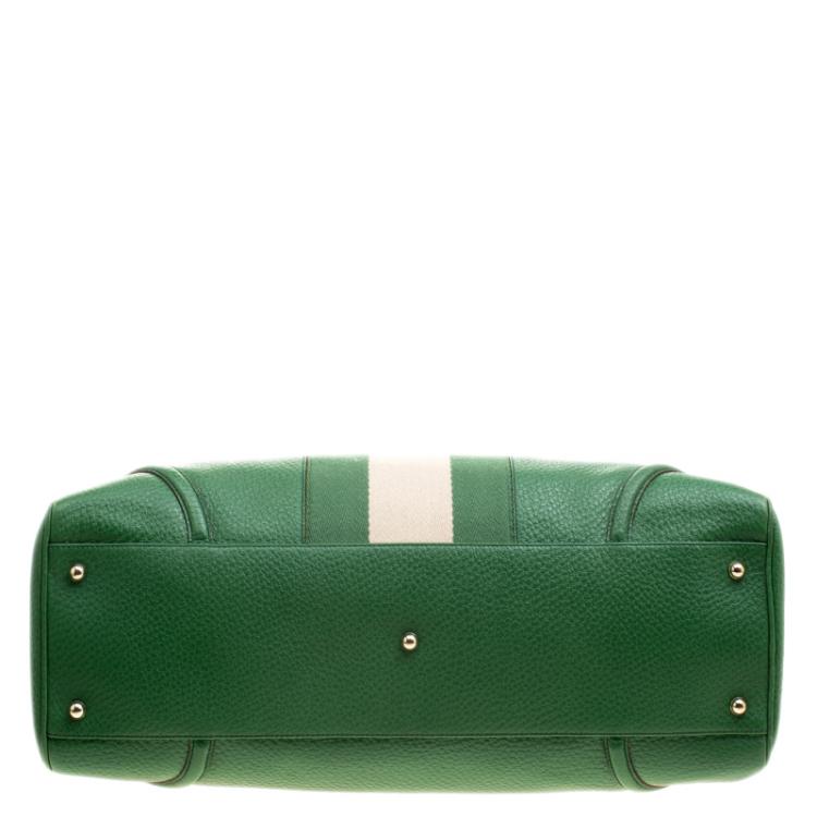 Pre Owned Gucci Green Leather Vintage Web Interlocking GG Bowling Bag