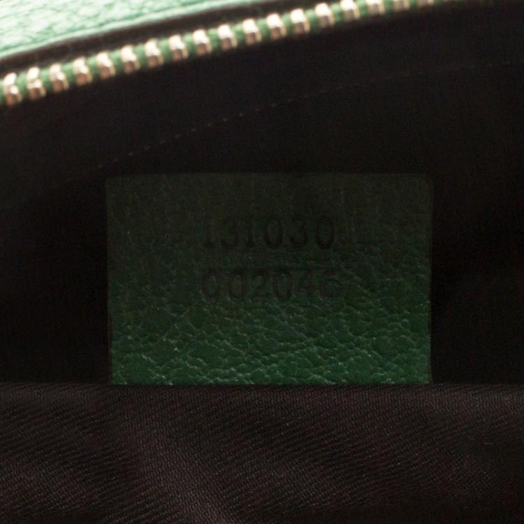 Pre Owned Gucci Green Leather Vintage Web Interlocking GG Bowling Bag