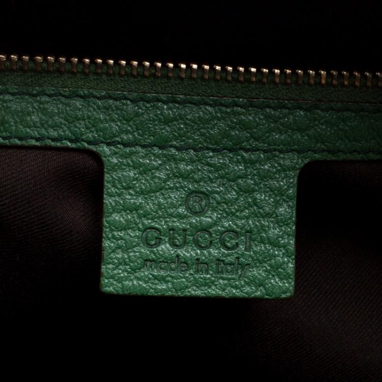 Pre Owned Gucci Green Leather Vintage Web Interlocking GG Bowling Bag