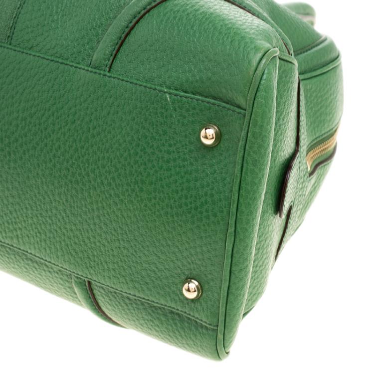 Pre Owned Gucci Green Leather Vintage Web Interlocking GG Bowling Bag