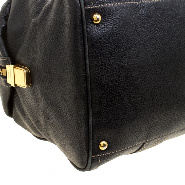 Pre Owned Gucci Black Leather Aviatrix Large Boston Bag