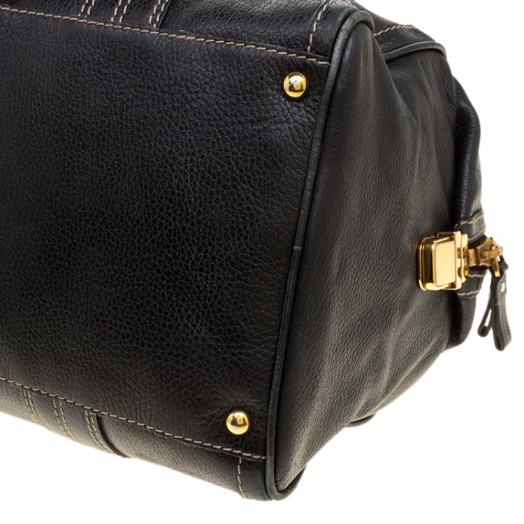 Pre Owned Gucci Black Leather Aviatrix Large Boston Bag