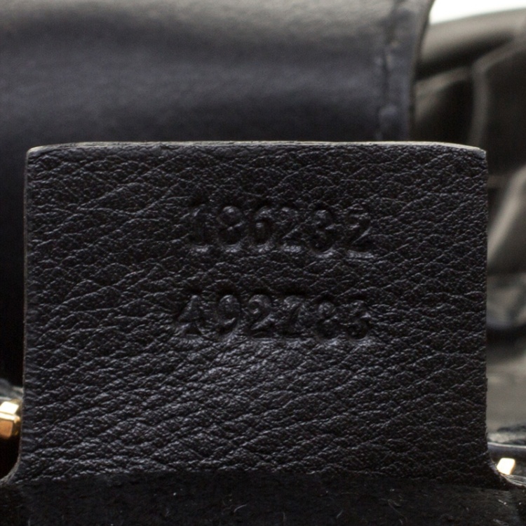 Pre Owned Gucci Black Crocodile Large Aviatrix Satchel