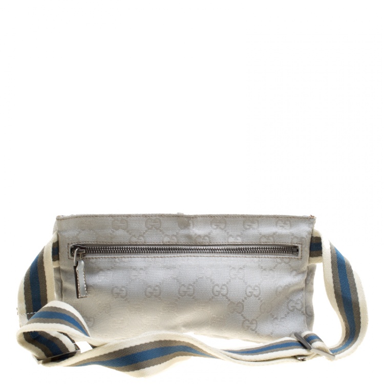 Pre Owned Gucci Silver GG Canvas Waist Belt Bag