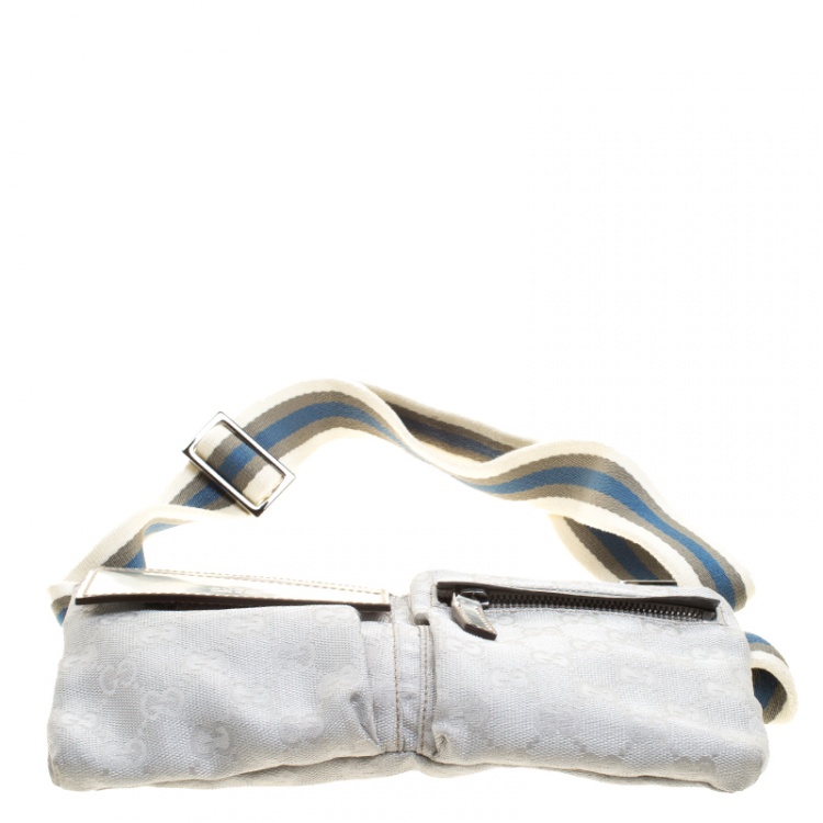 Pre Owned Gucci Silver GG Canvas Waist Belt Bag