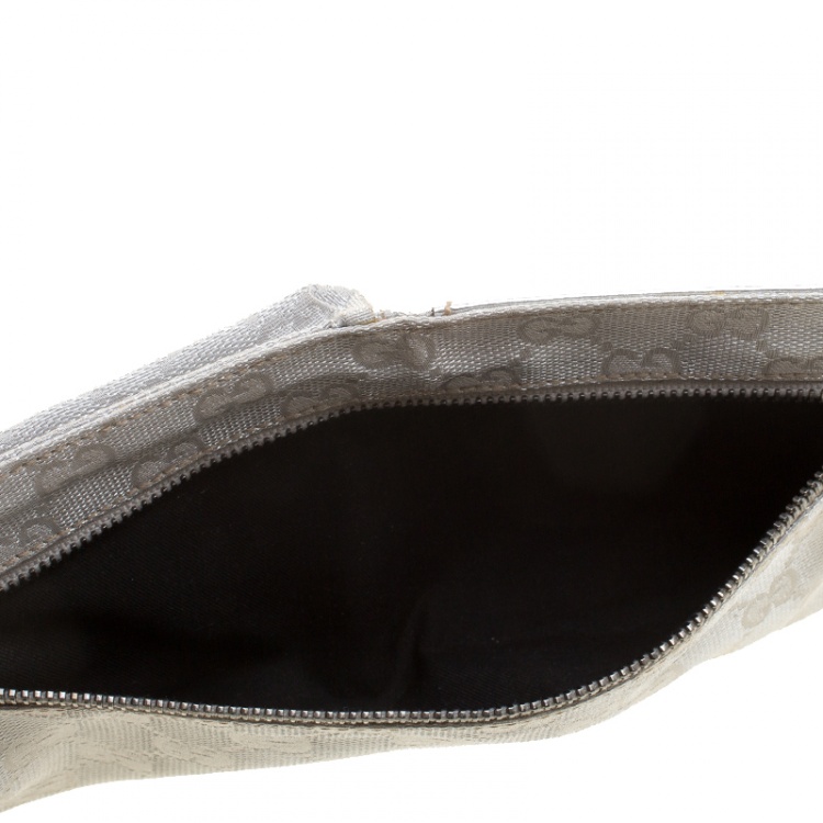 Pre Owned Gucci Silver GG Canvas Waist Belt Bag