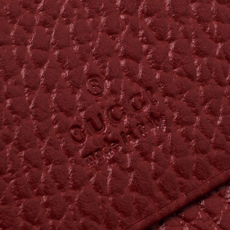 Pre Owned Gucci Red  Leather Double G Card Case