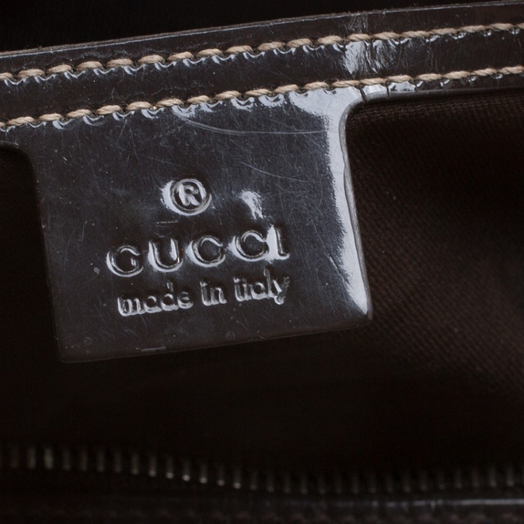 Pre Owned Gucci Beige/Brown GG Supreme Canvas and Leather Medium Joy Boston Bag