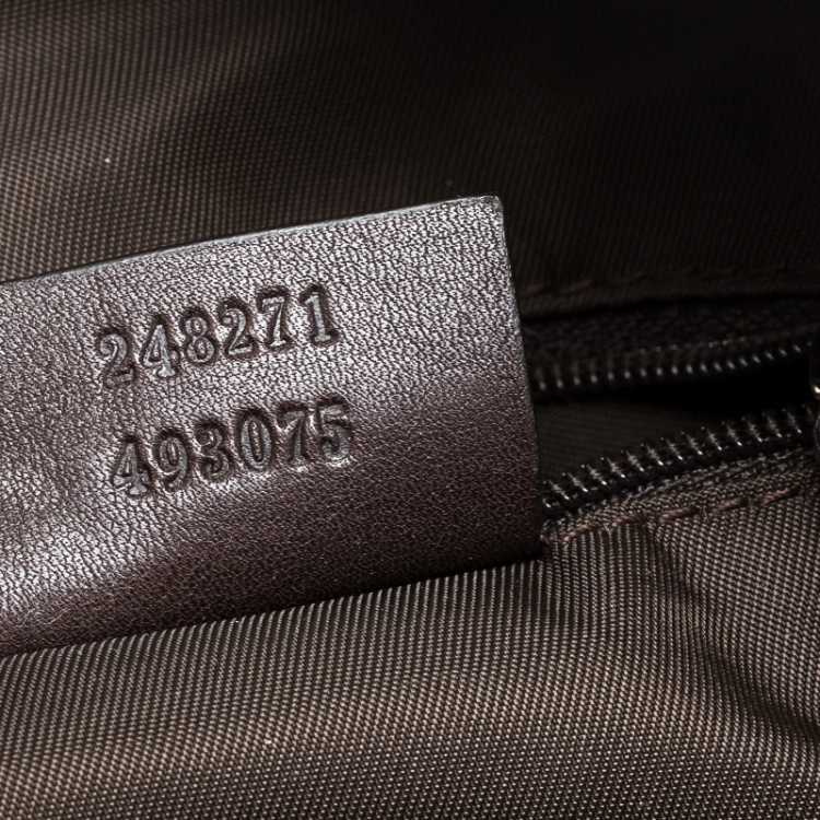 Pre Owned Gucci Beige/Brown Horsebit Canvas and Leather Boston Bag