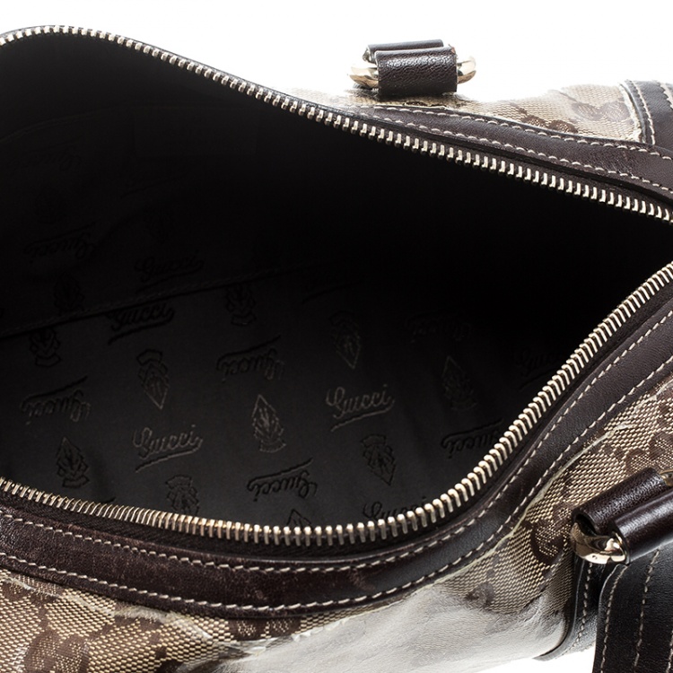 Pre Owned Gucci Beige/Ebony GG Crystal Canvas Small Duchessa Boston Bag