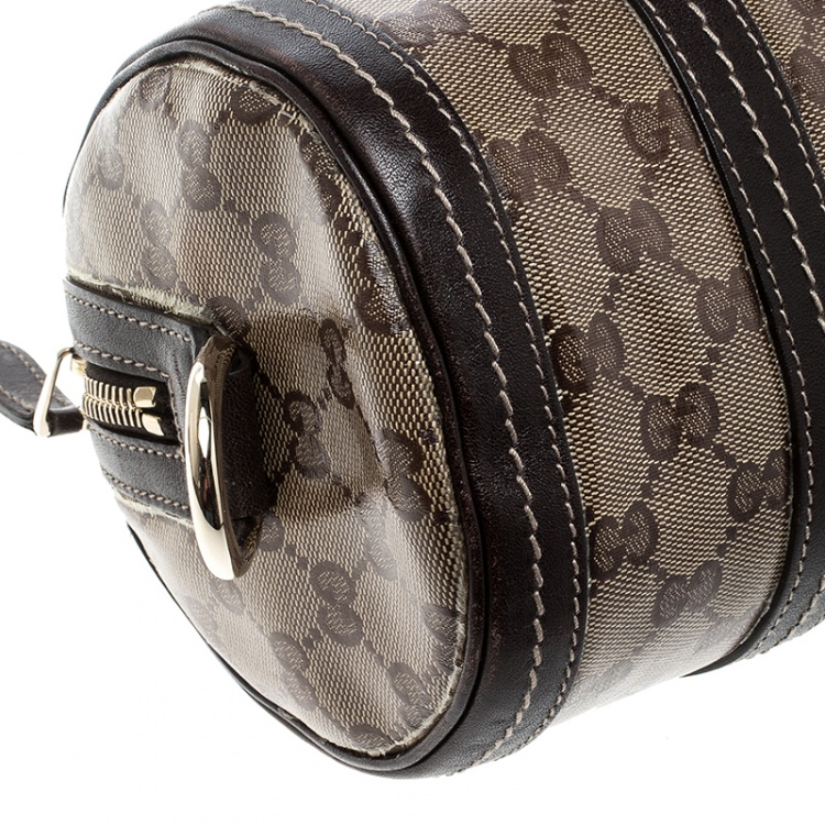 Pre Owned Gucci Beige/Ebony GG Crystal Canvas Small Duchessa Boston Bag