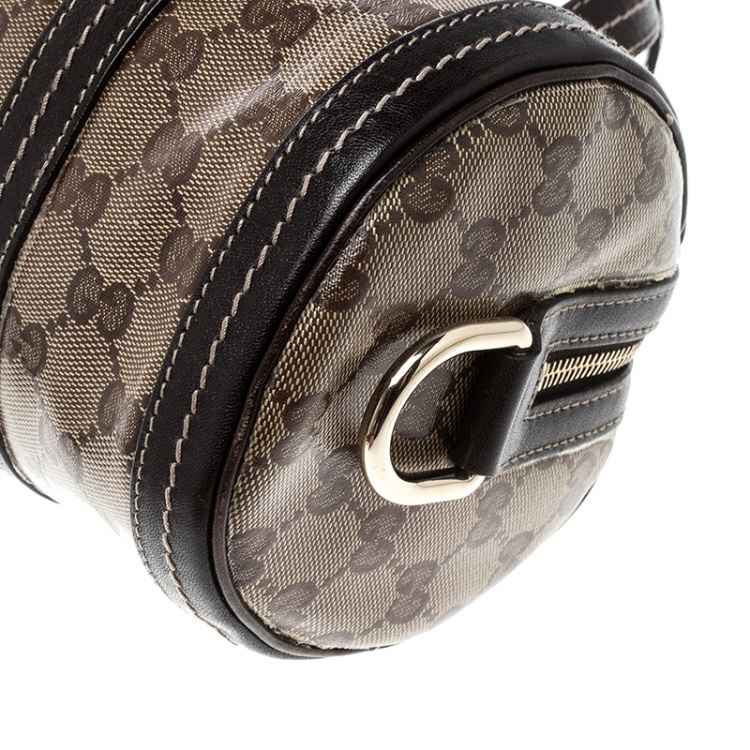 Pre Owned Gucci Beige/Ebony GG Crystal Canvas Small Duchessa Boston Bag