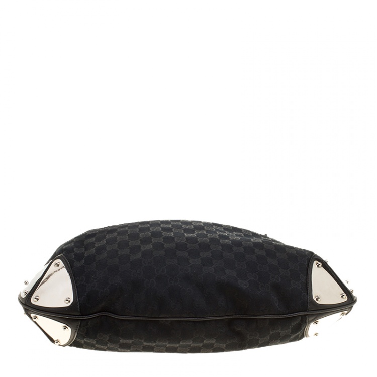Pre Owned Gucci Black GG Canvas Medium Babouska Indy Top Handle Bag