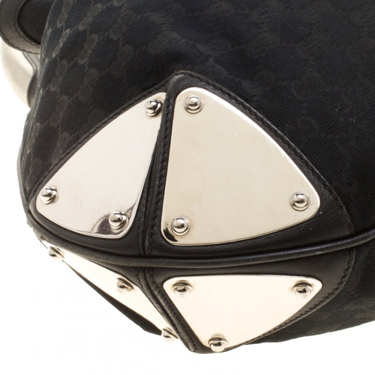 Pre Owned Gucci Black GG Canvas Medium Babouska Indy Top Handle Bag