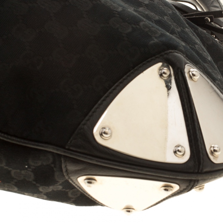 Pre Owned Gucci Black GG Canvas Medium Babouska Indy Top Handle Bag