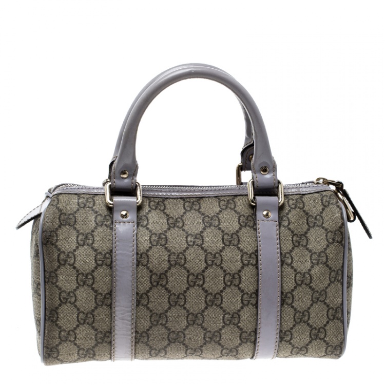 Pre Owned Gucci Beige/Lilac GG Supreme Canvas and Leather Small Joy Boston Bag