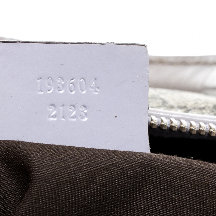 Pre Owned Gucci Beige/Lilac GG Supreme Canvas and Leather Small Joy Boston Bag