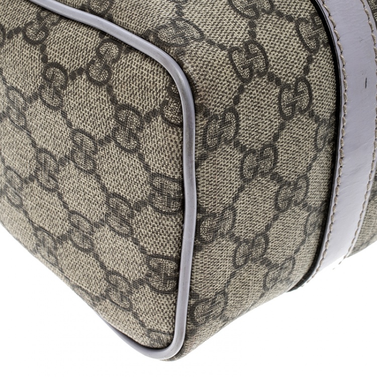 Pre Owned Gucci Beige/Lilac GG Supreme Canvas and Leather Small Joy Boston Bag